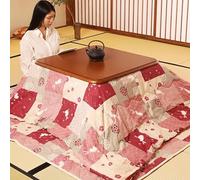 SZKTHD Ensemble Table Et Poêle Kotatsu Ensemble Futon-poêle d'hiver Style Japonais 80-120 Cm Table-poêle en Bois pour Salon Idéale pour S'asseoir Au Sol avec Un Coin Café Ou Thé(Rose,80 * 120 * 40cm)
