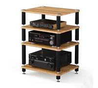SZKTHD Étagère HiFi/Audio Meubles Et Supports HiFi À 1-4 Niveaux Support Multimédia avec Pointes De Découplage Meuble Colonne Audio/vidéo(Wood Color,60 * 48 * 81cm(4Tier))