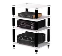 SZKTHD Étagère HiFi/Audio Meubles Et Supports HiFi À 1-4 Niveaux Support Multimédia avec Pointes De Découplage Meuble Colonne Audio/vidéo(Blanc,60 * 48 * 81cm(4Tier))