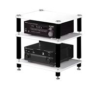 SZKTHD Étagère HiFi/Audio Meubles Et Supports HiFi À 1-4 Niveaux Support Multimédia avec Pointes De Découplage Meuble Colonne Audio/vidéo(Blanc,60 * 48 * 59cm(3Tier))