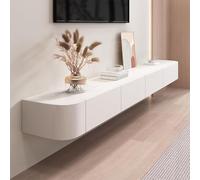 SZKTHD Meuble TV Flottant Mural Blanc 140CM/55.1IN