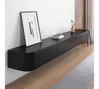 SZKTHD Meuble TV flottant pour salon - Banc TV mural suspendu avec tiroirs - Console multimédia - Noir - 240 cm