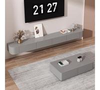 SZKTHD Meuble TV flottant pour salon - Banc TV mural suspendu avec tiroirs - Console multimédia TV (gris, 260 cm)