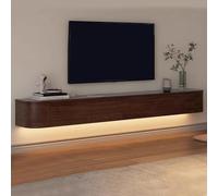 SZKTHD Meuble TV flottant pour salon - Meuble TV mural en bois d'hévéa - Grand meuble de rangement sous la console multimédia TV (marron (avec lumière), 200 cm