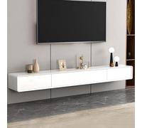 SZKTHD Meuble TV Mural Blanc Flottant avec Tiroirs Dimensions 120/140/160/180/200/220 Cm en Bois D'hévéa(140CM/55.1IN)
