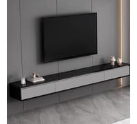 SZKTHD Meuble TV Mural Console Multimédia Noire Et Grise avec Porte Rabattable Meuble De Divertissement Minimaliste pour Le Salon Meuble TV Flottant avec Passe-câbles(200CM/78.7IN)