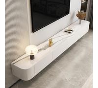 SZKTHD Meuble TV Mural De Salon Banc TV Flottant Meuble De Rangement Mural Multimédia Meuble TV Suspendu Matériau en Bois Massif Console Multimédia(Blanc,200CM/78.7IN)