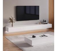 SZKTHD Meuble TV Mural en Bois Massif Meuble TV Carré Flottant Console Multimédia pour Salon Bois D'hévéa(Blanc,150CM/59.1IN)