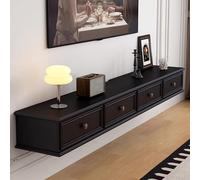 SZKTHD Meuble TV Mural en Bois Massif Noir Console Multimédia Monobloc Flottante Meuble TV Peu Encombrant pour Salon Ou Chambre(200CM/78.7IN)
