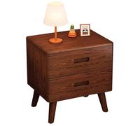 SZKTHD Table De Chevet en Bois Massif Table De Chevet avec Deux Tiroirs Meuble De Rangement en Bois D'hévéa(Brown)