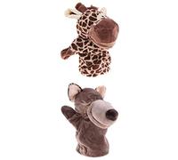 SZLIFE 2 Pièces Marionnette Main Jouet Animal Peluche Loup Girafe Interactif Créativité Communication Convient à Jeu Imaginatif Animation École A, comme les images montrées