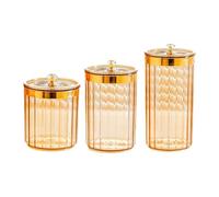 SZLIFE 3 bocaux Rangement avec couvercles pour Bonbons, idéal pour Organiser Votre Garde-Manger, Pot Ambré à Couvercle Transparent