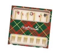 SZLIFE 6 Pièces Noël Cuillères Fourchettes Coffret Présent Créatif Acier Inoxydable Ornements Festifs Ustensiles Convient pour Noël Table Familiale, Fourches Dorées