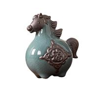 SZLIFE Accessoire de cérémonie du thé pour animaux de compagnie, représentant un cheval avec une statuette porte- Fu à glaçure craquelée, pour