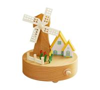 SZLIFE Boîte à musique de Noël en bois, accessoire de décoration intérieure, statuette unique, cadeau, ornement de bureau artisanal pour amis, fille, fils, Brun