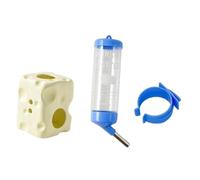 SZLIFE Bouteille d'eau pour Hamster avec Support en céramique, Bouteille de 125 ML pour réservoir en Verre, Accessoires Multifonctions, Hauteur réglable, Beige
