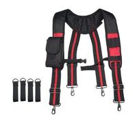 SZLIFE Bretelles de Ceinture Porte-outils Réglable Construction avec Attaches Oxford Quatre Points Confortable Convient aux Électriciens Menuisiers Toiture, Noir et rouge