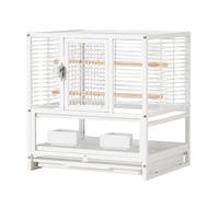 SZLIFE Cage Oiseau Modulable, Volière Empilable en Métal Blanc, Grande Cage à Oiseaux sur roulettes, avec Perchoirs