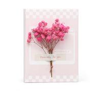 SZLIFE Carte Anniversaire Fleurs Séchées, Message Élégant Gypsophile Rose, Mariage Célébration Raffinée, 14,5 x 10 cm, Rose, Moderne simple