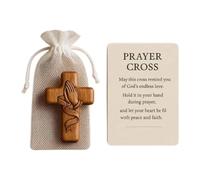 SZLIFE Croix En Bois Croix de Symbole de Foi Miniature Religieuse Ornement D'Étagère de Taille Compacte pour Prise En Main Facile Convient pour Prièr, avec Les Mains
