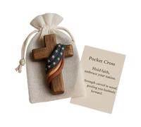 SZLIFE Croix En Bois Croix de Symbole de Foi Miniature Religieuse Ornement D'Étagère de Taille Compacte pour Prise En Main Facile Convient pour Prièr, avec étoile
