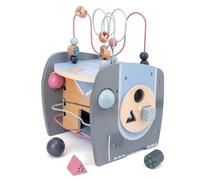 SZLIFE Cube d'Activité Bois Éléphant 26cm, Busy Board Motricité Fine, Labyrinthe Perles pour Bébé, Jouet d'Éveil Développement Intelligence