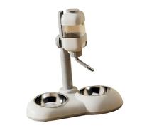 SZLIFE Distributeur d'eau sur Pied pour Animaux de Compagnie avec Deux Bols en Acier, gamelle pour Chien et Lapin, Brun
