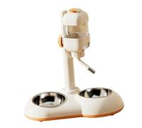 SZLIFE Distributeur d'eau sur Pied pour Animaux de Compagnie avec Deux Bols en Acier, gamelle pour Chien et Lapin, Blanc