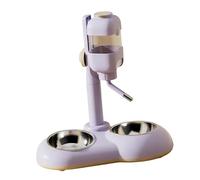 SZLIFE Distributeur d'eau sur Pied pour Animaux de Compagnie avec Deux Bols en Acier, gamelle pour Chien et Lapin, Violet