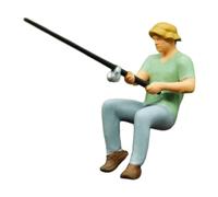 SZLIFE Figurine miniature à l'échelle 1/64, modèle Tiny People, collection, résine peinte réaliste pour accessoires de scène de pêche à faire soi-même, Homme de Pêche Assis