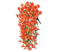 SZLIFE Fleurs artificielles suspendues Fausses fleurs décoratives Décoration de la en soie Plante suspendue pour la maison Été Printemps Patio, Orange