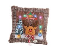 SZLIFE Housse de Coussin de noël, taie d'oreiller Lumineuse en Peluche avec lumières LED, Moderne, 16x16, pour Festival, Nouvel an, Renne