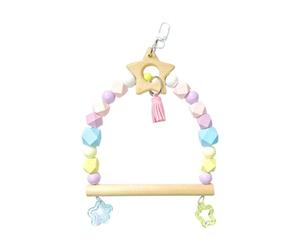 SZLIFE Jouet Swing à Oiseaux, échec en Bois Perroquet grimpant Swing Cage Oiseaux Anneaux Suspendus, Pochettes Budgie Cacatoo, étoile