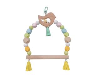 SZLIFE Jouet Swing à Oiseaux, échec en Bois Perroquet grimpant Swing Cage Oiseaux Anneaux Suspendus, Pochettes Budgie Cacatoo, Oiseau