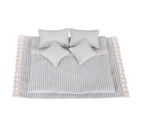 SZLIFE literie pour maison poupée à l'échelle 1/12 : drap-housse, couette, oreillers, accessoires, literie miniature, Vert Blanc