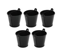 SZLIFE Lot de 5 Petits seaux en métal, seaux à Glace, Organisateur de Cadeaux de fête, Centre de Table, Seau à Fleurs, Artisanat avec poignée, vases en métal, Noir