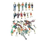 SZLIFE Lot de 50 mini figurines de personnages pour maison de poupée, échelle 1/36, pour scènes de ville miniatures, fournitures polyvalentes et légères pour