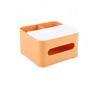 SZLIFE Organisateur bureau moderne, boîte rangement multifonction avec porte-stylo, distributeur mouchoirs pour salon, Jaune