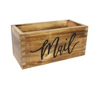 SZLIFE Organiseur de courrier en bois, porte-lettres, panier de table en bois, dossier d'enveloppes, conteneur décoratif, Brun