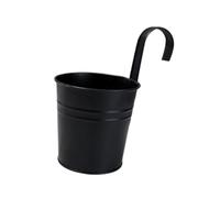 SZLIFE Planteur à Fleurs de Fer Fleur Planteur Conteneur décoratif Porte-Fleurs avec Crochet, Seau en Fer pour Porche, Balcon, Cour, Noir