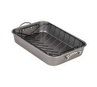 SZLIFE Plat à rôtir antiadhésif, plaque de cuisson pour grande avec grille, plat de cuisson, Gris