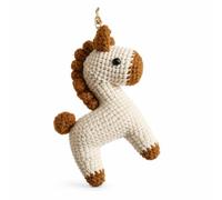 SZLIFE Porte-clés Animal Tricoté Main, Cheval beige