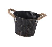 SZLIFE Pot de Fleurs en Fer avec poignées, Ornement, Composition Florale, Pot de Fleurs pour Jardinage, terrasse, clôture de Ferme, Noir