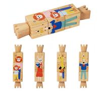 SZLIFE Puzzle Bloc d'animaux en Bois Rotatif Jeu d'Assemblage Éducatif Blocs Manipulation Développement Coordination Adapté Enfants École Maison, Style 2