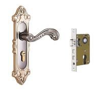 SZLIFE Serrure de porte vintage de style européen, installation facile, robuste, ensemble de poignée de porte décorative rétro pour salle de bain et chambre, Style L