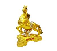 SZLIFE Statue de cheval doré : signification Feng Shui, collection année chinoise 2026, ornement de bureau, porte- pour ministériel, 24 X 28 Cm