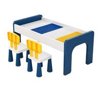 SZLIFE Table et chaises en Bois pour Enfants, Ensemble d'activités Multifonction 106 cm, pour Jeux de Construction et Dessin, avec Rangement intégré, Table de Construction avec 2 c