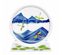 SZLIFE Tableau, sablier décoratif grand modèle, cadre sable mouvant géométrique, objet verre imprimé semi-fait main, Bleu