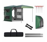 SZLIFE Tente Hayon Élégante pour Voiture et SUV, Abri Camping Double Couche Imperméable, Tente de hayon Double Porte épaissie Vert Militaire (600D Enduit d'argent) avec Sac à Dos et Jupe arrière