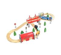 SZLIFE Train électrique Miniature, Coffret Train, Cadeau d'anniversaire créatif et Facile à Assembler, avec Wagons, pour Enfants (garçons et Filles), 52 Pièces